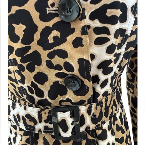 Cache Leopard Print Trench Coat Jacket Belted Animal Print Size S - Picture 12 of 13